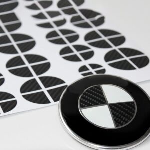 Aufkleber Set Emblem Ecken Carbon und Schwarz passend für BMW