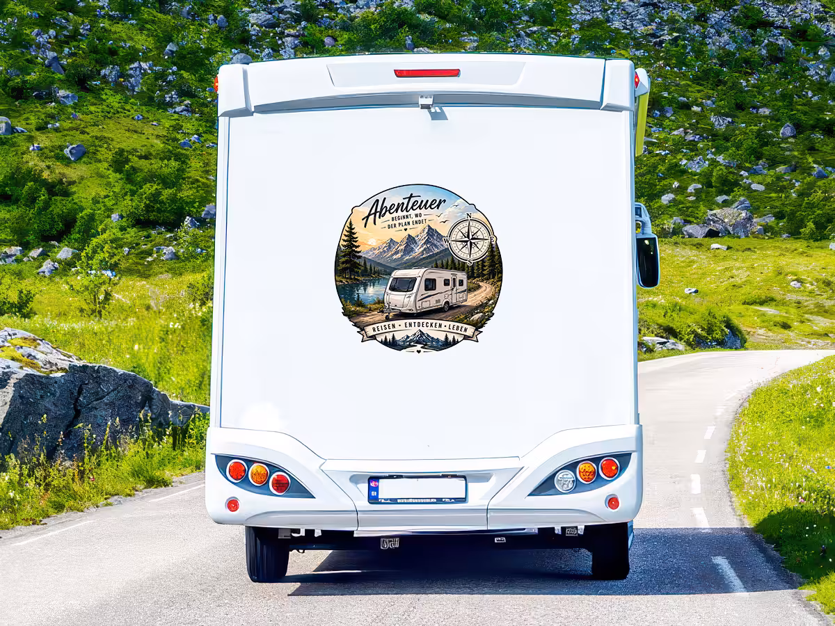 Auto Aufkleber Berge mit Kompass Camper – Wohnmobil Wohnwagen Sticker Freiheit 6 Auto Aufkleber Berge mit Kompass Camper – Wohnmobil Wohnwagen Sticker Freiheit – Bild 6