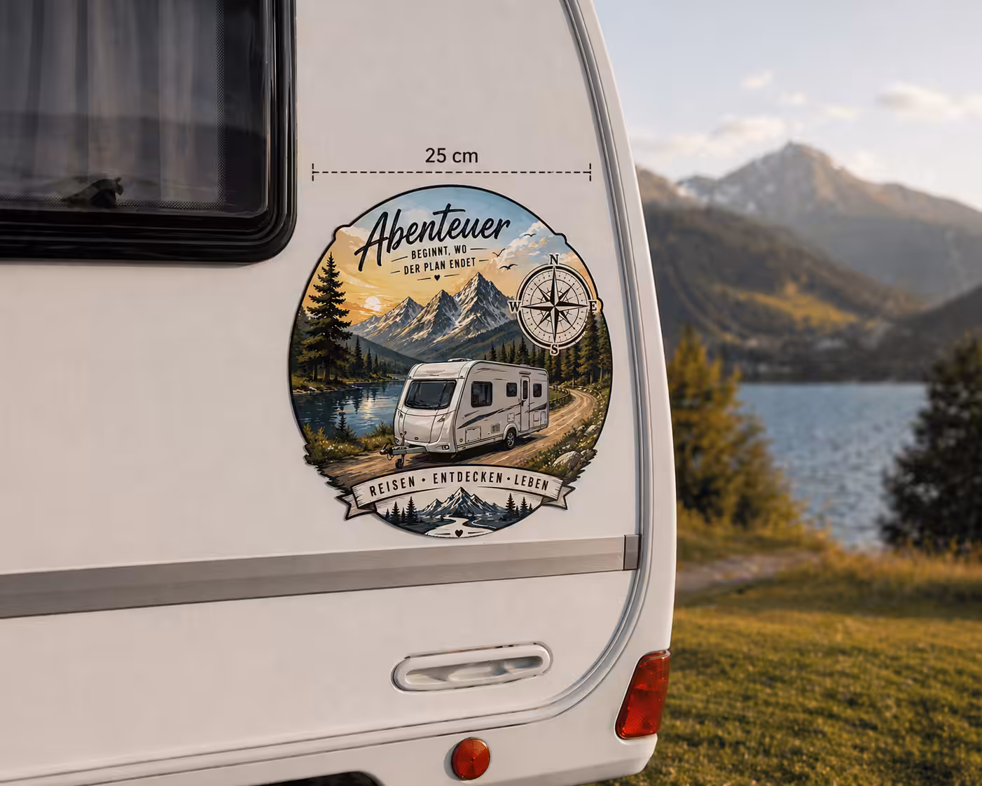 Auto Aufkleber Berge mit Kompass Camper – Wohnmobil Wohnwagen Sticker Freiheit 7 Auto Aufkleber Berge mit Kompass Camper – Wohnmobil Wohnwagen Sticker Freiheit – Bild 7