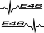 E46 Herzschlag Aufkleber Auto Seitenscheibe Schwarz