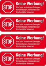 Keine Werbung Aufkleber 5er Set wetterfest Premium