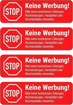 Keine Werbung Aufkleber 5er Set wetterfest 2,3 x 7 cm für Briefkasten