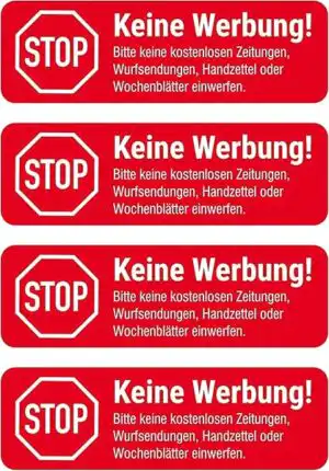 Keine Werbung Aufkleber 5er Set wetterfest 2,3 x 7 cm für Briefkasten