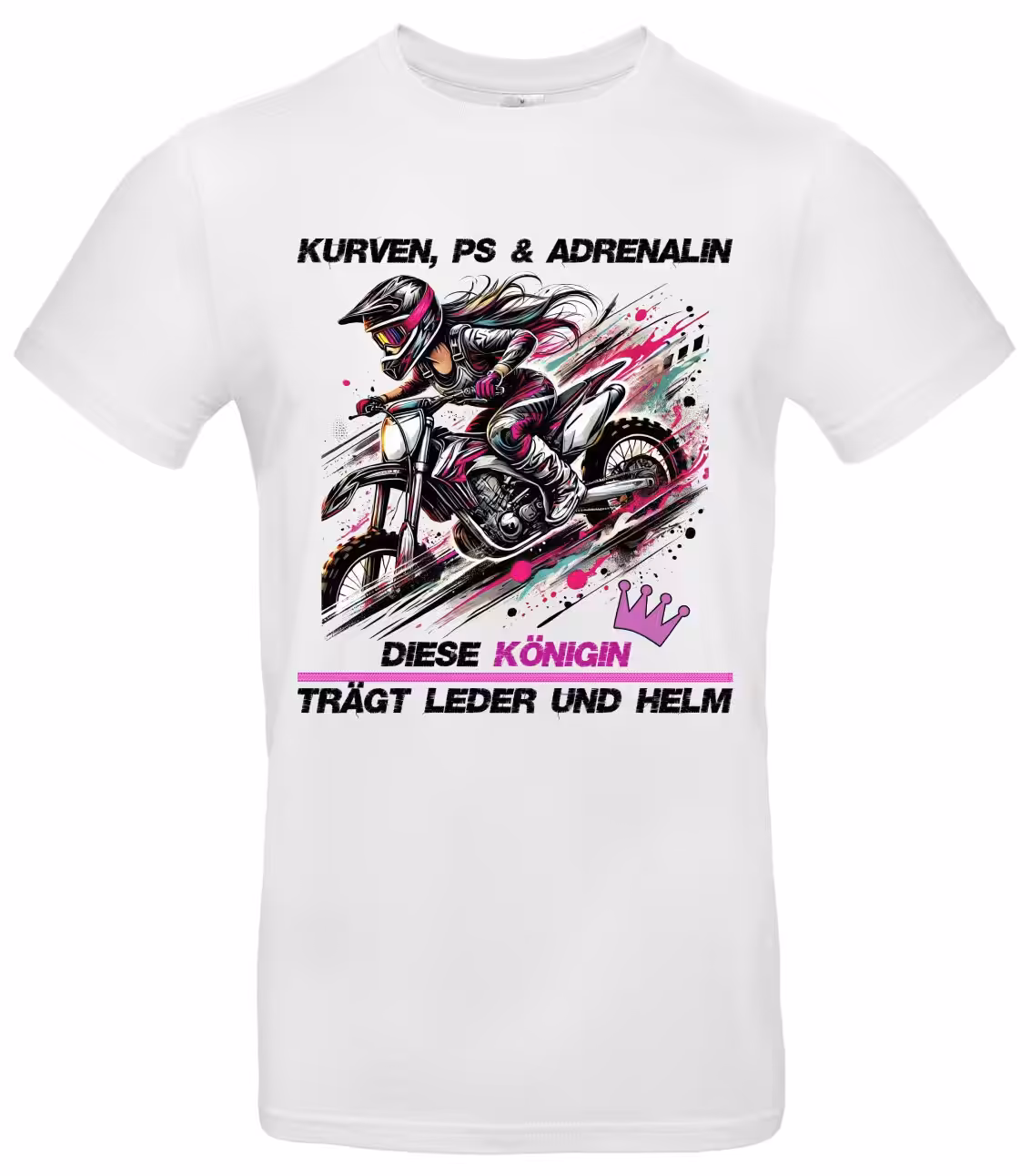 Kurven, PS und Adrenalin Shirt für Bikerin mit starkem Motorrad Spruch 2 Kurven, PS und Adrenalin Shirt für Bikerin mit starkem Motorrad Spruch – Bild 2