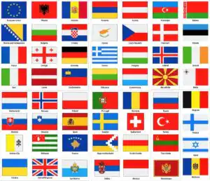 Lรคnderfahnen Aufkleber Europa Set, 56 UV bestรคndige Flaggen Sticker