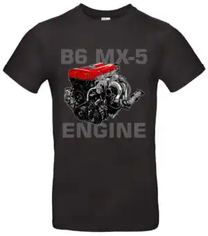 MX5 Tuning T-Shirt mit B6 Motor Design aus 100 % Baumwolle