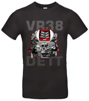 VR38DETT GTR-Motor T-Shirt fรผr Tuning-Fans mit exklusiver Motor-Grafik
