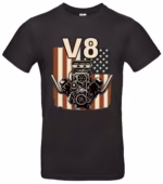 V8 T-Shirt Herren USA-Flagge Muscle Car Vintage für echte US-Car-Fans