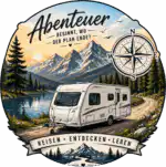 Wohnmobil Aufkleber Berge mit Kompass Camper – Wohnmobil Wohnwagen Sticker Freiheit