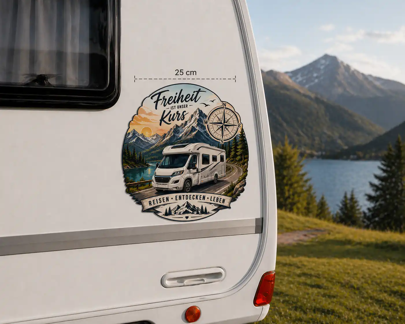 Wohnmobil Aufkleber Berge mit Kompass Camper – Wohnmobil Wohnwagen Sticker Freiheit 3 Wohnmobil Aufkleber Berge mit Kompass Camper – Wohnmobil Wohnwagen Sticker Freiheit – Bild 3