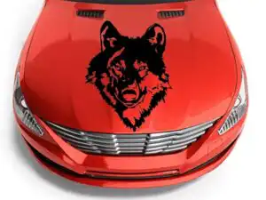 Wolfskopf Auto Aufkleber 55x43 cm für Wohnmobil Auto Motorhaube