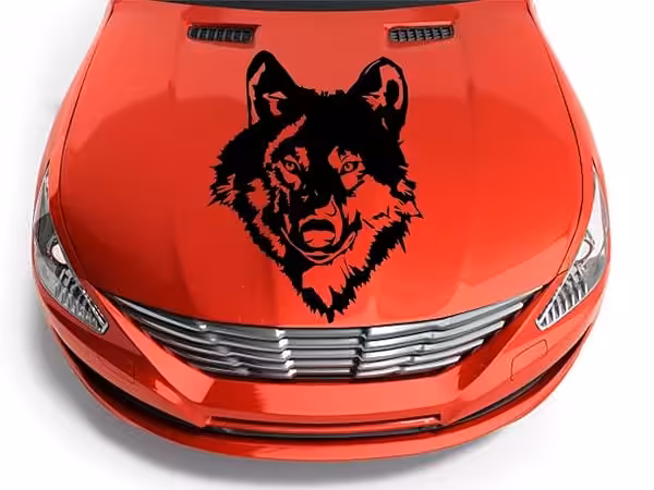 Wolfskopf Auto Aufkleber 55x43 cm für Wohnmobil Auto Motorhaube 1 Wolfskopf Auto Aufkleber 55x43 cm für Wohnmobil Auto Motorhaube
