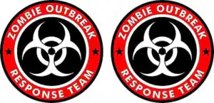 Zombie Outbreak Rescue Team Aufkleber 100x100 mm wetterfest Vinyl 2er Set