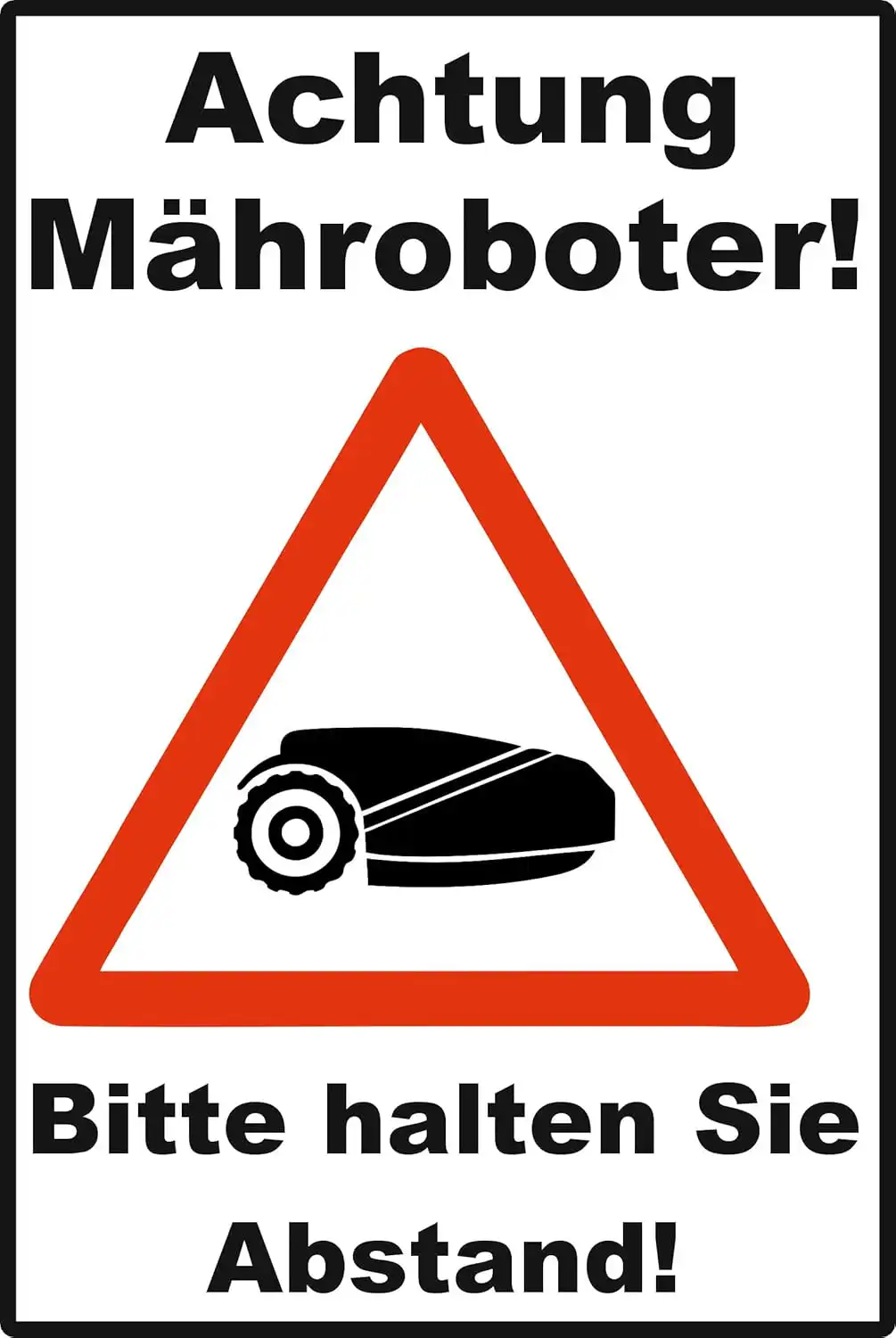 Mähroboter Warnaufkleber Achtung Mähroboter, wetterfest und UV beständig 1 Mähroboter Warnaufkleber Achtung Mähroboter, wetterfest und UV beständig