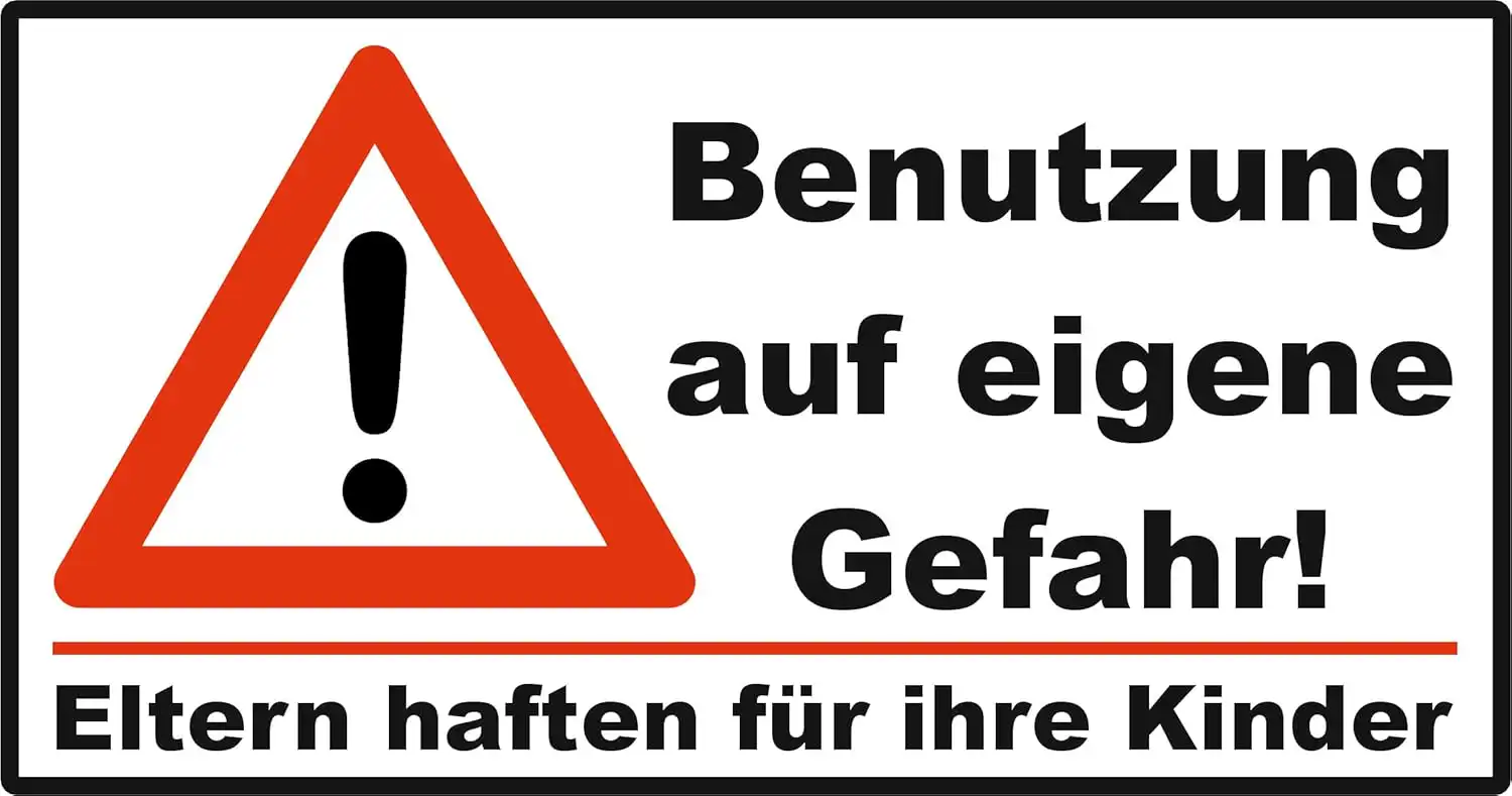 Warnaufkleber Benutzung auf eigene Gefahr, Eltern haften fรผr ihre Kinder 20 x 10,5 cm 1 Warnaufkleber Benutzung auf eigene Gefahr, Eltern haften fรผr ihre Kinder 20 x 10,5 cm