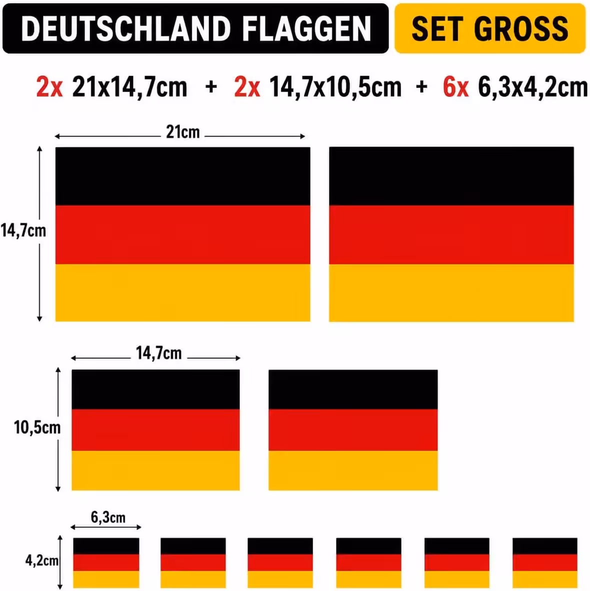 Deutschland Fahne Sticker Set, 10 wetterfeste Flaggen Aufkleber in 3 Grรถรen 5 Deutschland Fahne Sticker Set, 10 wetterfeste Flaggen Aufkleber in 3 Grรถรen โ Bild 5